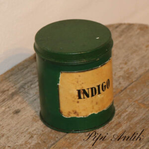 Retro hjemmemalet Indigo grøn dåse Ø9,5xH11 cm