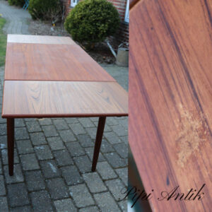 Lille Teak spisebord med hollandsk udtræk med patiina ikke udlået L100xB70xH75cm