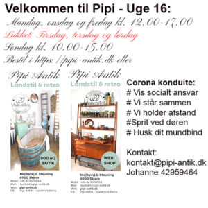 Uge 16 2021 Pipis åbningstider