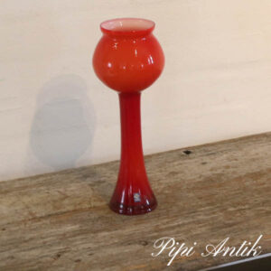 Retro orange Berdala glas vase høj og buttet i top Ø7,5xH30cm