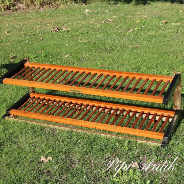 3921 Teak Hafa knage med hattehylde sort og messing L99xD32,5xH29cm