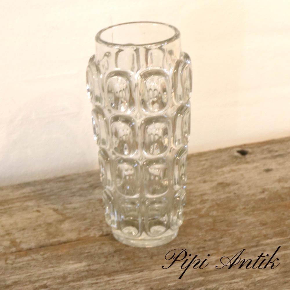 Brutalist Lens Glass Vase From Sklo Union, 1960 erne FRANTISEK VISNER Ø10xH23 cm