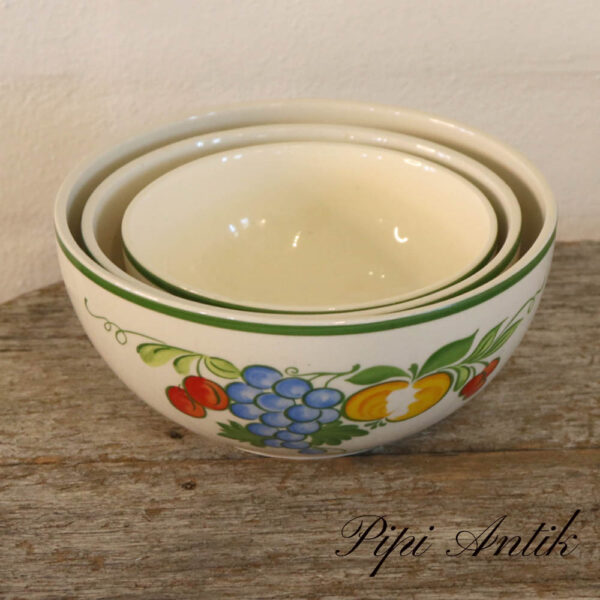 DDR skåle med frugter Ø19xH8,5cm 3 i en
