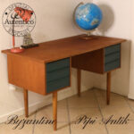Retro teak skrivebord med Byzantine Autentico kalkmalet skuffer L120xB75xH71 cm