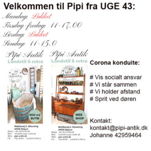 Uge 43 Pipi Antiks åbningstider