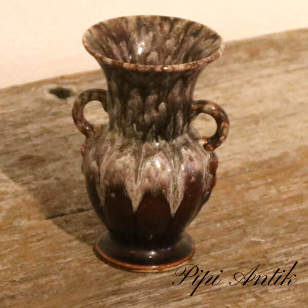 West Germany vase i brun meleret med hank 4041 12 Ø7,5xH12,5cm