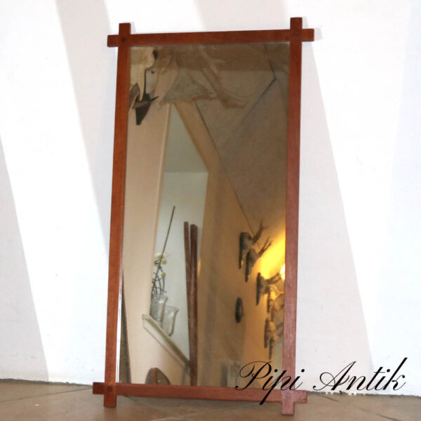 02 Teak retro spejl med patina på spejlet B40xH81,5xD1,5cm