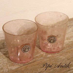 Lene Bjerre lysestage glas lyserødt Ø10xH10cm
