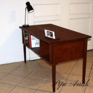 Teak retro skrivebord med hylder bagtil L129xB62,5xH74,5cm