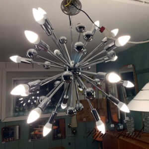 Sputnik retro loftlampe sølvlook med nye sparepærer Ø75cm