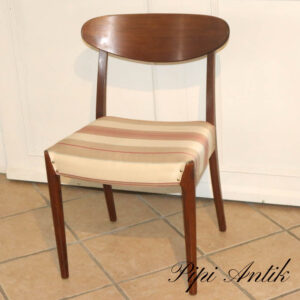 Teak retro stol med stofsæde B47,5xD41xH78cm sædeH46cm