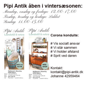 Pipi Antiks åbningstider i vintersæsonen