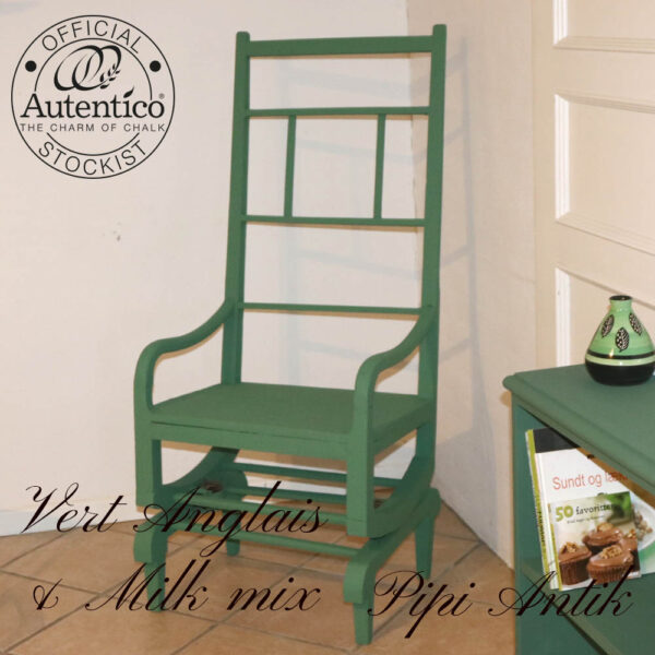 Vippestol antik i træ Vert Anglais Milk mix Autentico B55xD44xH127 sædeH48cm