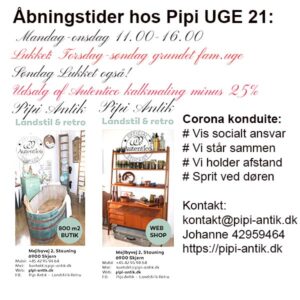 21 UGE Pipi Antiks åbningstider