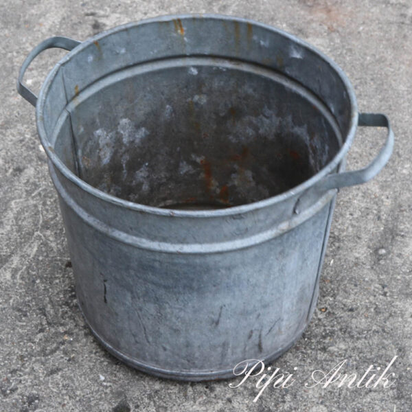27 Zink spand med hanke Ø37,5xH34cm