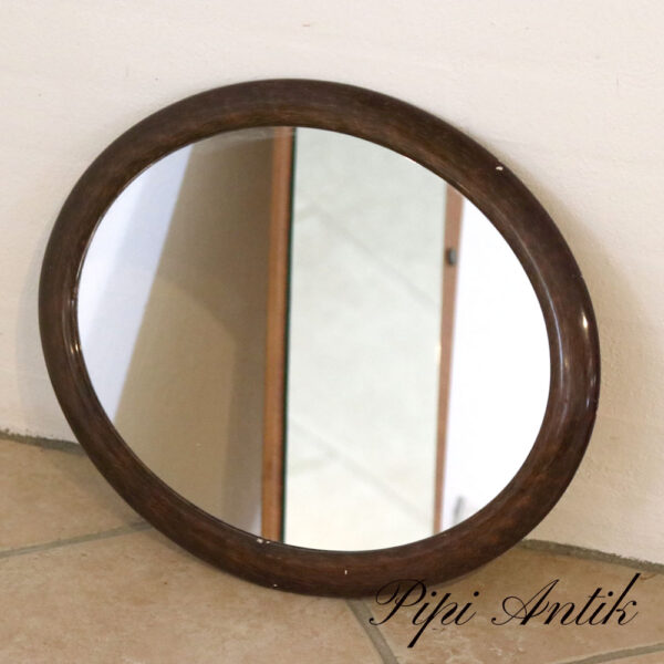 02 Ovalt mørkt bemalet spejl antik L47xH40cm