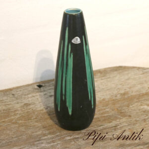 24 Retro keramikvase sort grønt 4571 står der Ø8xH25cm
