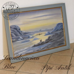 09 Grønlandsk maleri af KD eller KP Rammen i Scandinavian Blue L110xH80xD4cm
