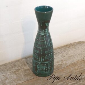 04 West Germany keramik vase tyrkis mønstret nr 1219 30 Ø9,5xH30cm