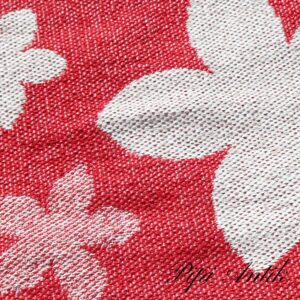 13 Siv kludetæppe retro rødt hvidt blomstret B65xL148cm