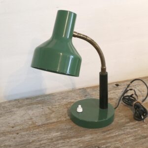 26 Bordlampe grøn retro plastikskærm med messing arm Ø14xH33cm