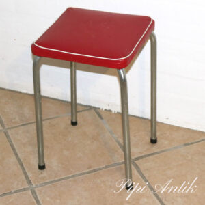 70 Køkkenstol taburet rødt plast krom L29x29xH46cm