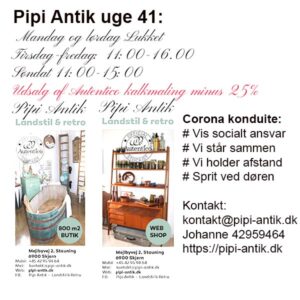 Uge 41 åbningstider hos Pipi Antik