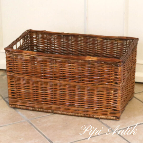 08 Aflang kurv med løs stofbetræk råhvid nyvasket L72xD45xH44cm