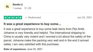 Om Pipi Antik Trustpilot review fra China