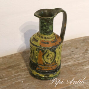 05 Keramikvase med hank retro grønlig gulligt Ø9xH20CM
