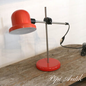 06. Rød bordlampe retro hvidt inde og rødt ude boble Ø12xH12 lampeskærm og H37cm