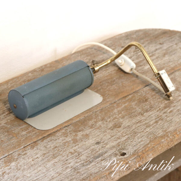 08.Væglampe retro blåt med messing arm L20cD7cm