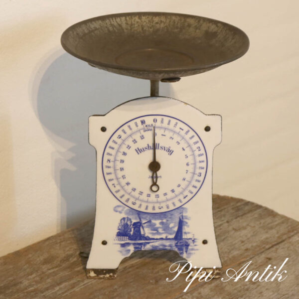 69 Retro vægt emalje med vindmøller Ø23xH31xB17,5cm