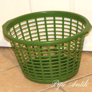 70 Retro plastic grøn vasketøjskurv Ø44xH32,5cm