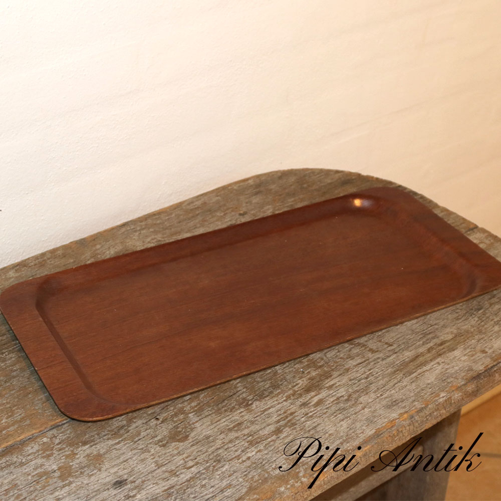 05. Teak retro serveringsbakke aflang L46xB21xH1,5cm