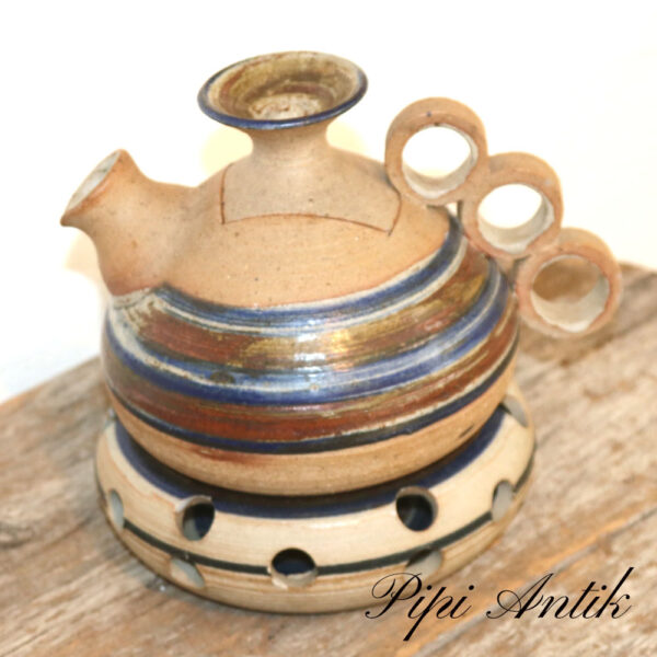 15. Keramik tekande med fyrfadsvarmer af Finke Ø15xH18cm