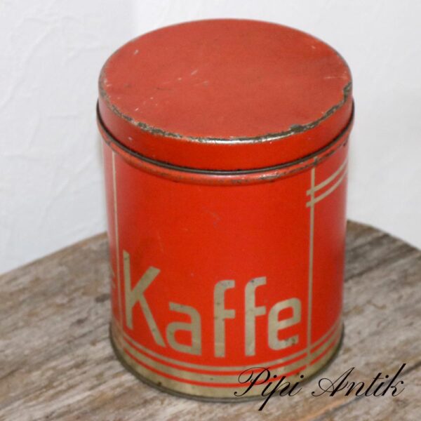 46. Kaffedåse retro rød Ø14xH17cm