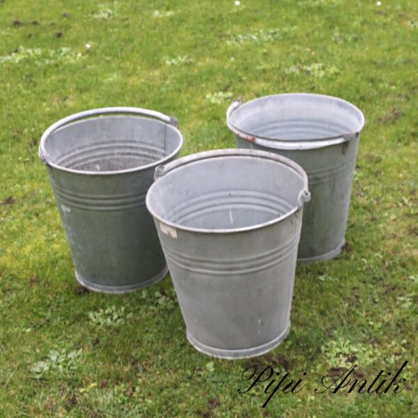 21. Zink spande assorterede Ø31xH33cm