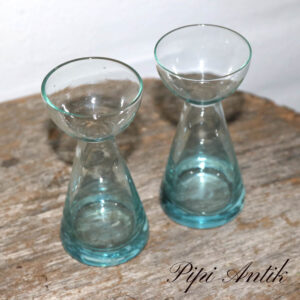 06. Mini glasvase ligesom hyacintglas vase aqua blå grøn Ø5xH10cm