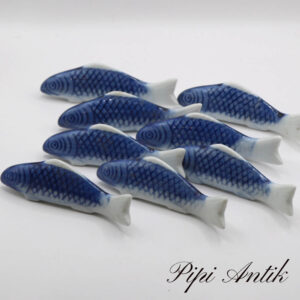 Fisk knivholder hvidt blåt sæt kun 1 limet L8cm - sæt af 8 stk.