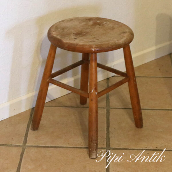 05. Taburet stol retro natur patina Ø34,5xH44cm