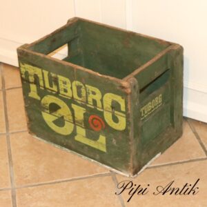 04 Tuborg Ølkasse med hvid bund rep af anden hvid ølkasse L47xB31xH36cm