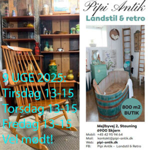 09 uge 2025 Åbningstider hos Pip Antik
