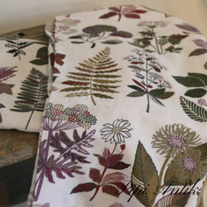 09. Tykke gardiner med blade blomster råhvidt olivengrønt rosa B119xH193cm