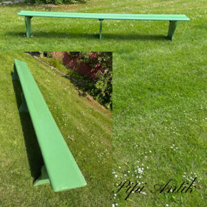 02. Kirkebænk original grøn lang uden ryglæn L349xD34xH49cm
