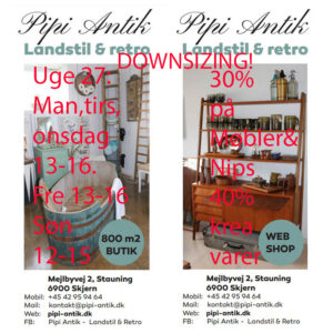 27 uge 2025 Åbningstider hos Pipi Antik