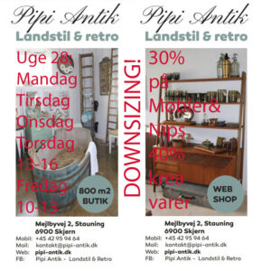 Pipi Antiks åbningstider uge 28 2025