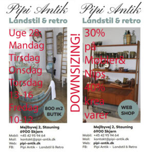 Pipi Antiks åbningstider uge 28 2025