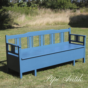 31. Svensk slagbænk Lauras køkkenblå Matador L185xD55xH84,5 SædeH45cm