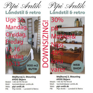 32 uge 2025 Åbningstider hos Pipi Antik kopier